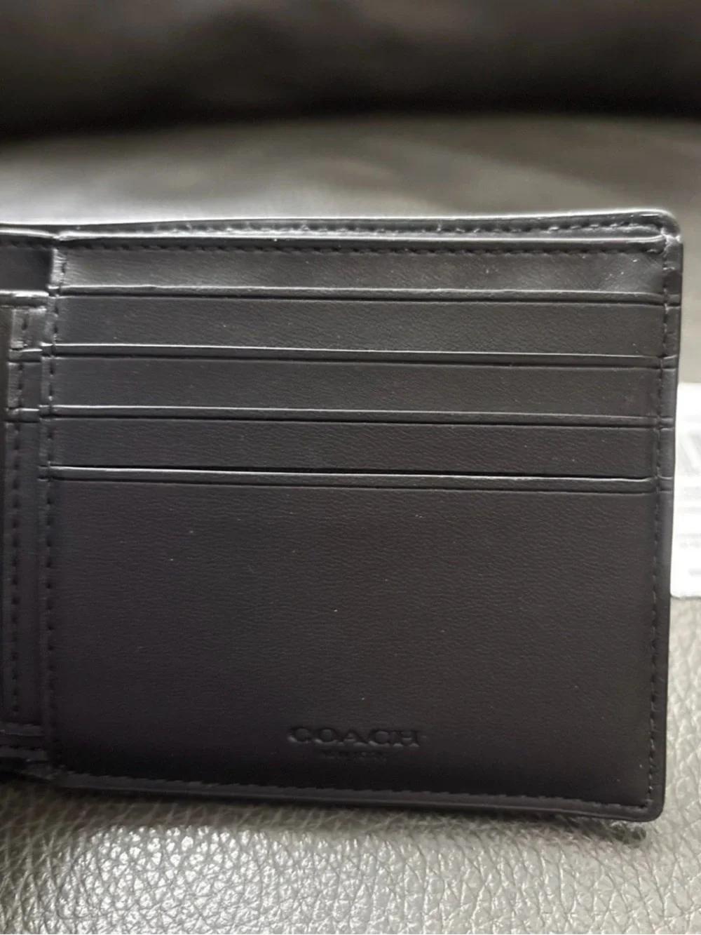 Coach Men's Signature Pebbled Leather Wallet in Charcoal Black